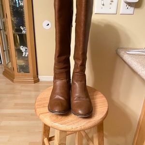 Brown knee high rider boots